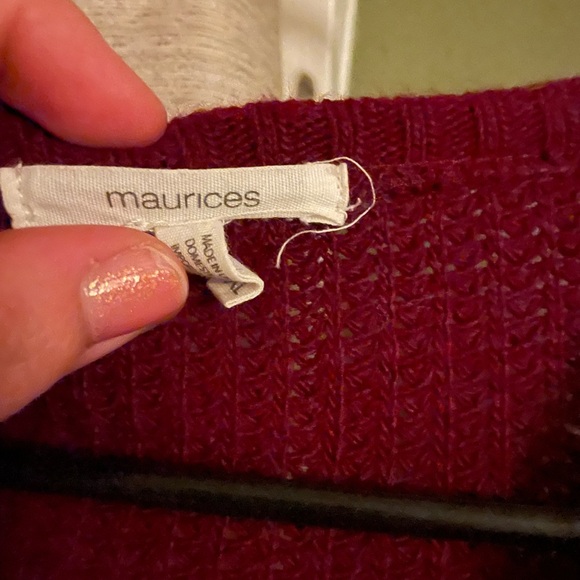 Maurice’s Red and White Varsity stripe Cardigan Sweater XL - Picture 3 of 3